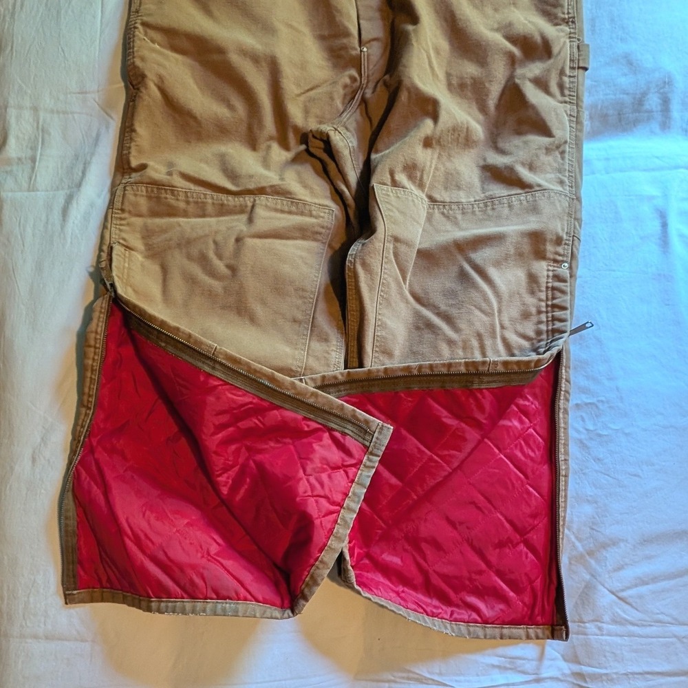 Vintage Carhartt Duck Bib Overalls Lined Double Knee 6FBQZ Made in USA 46x30 - Picture 16 of 16